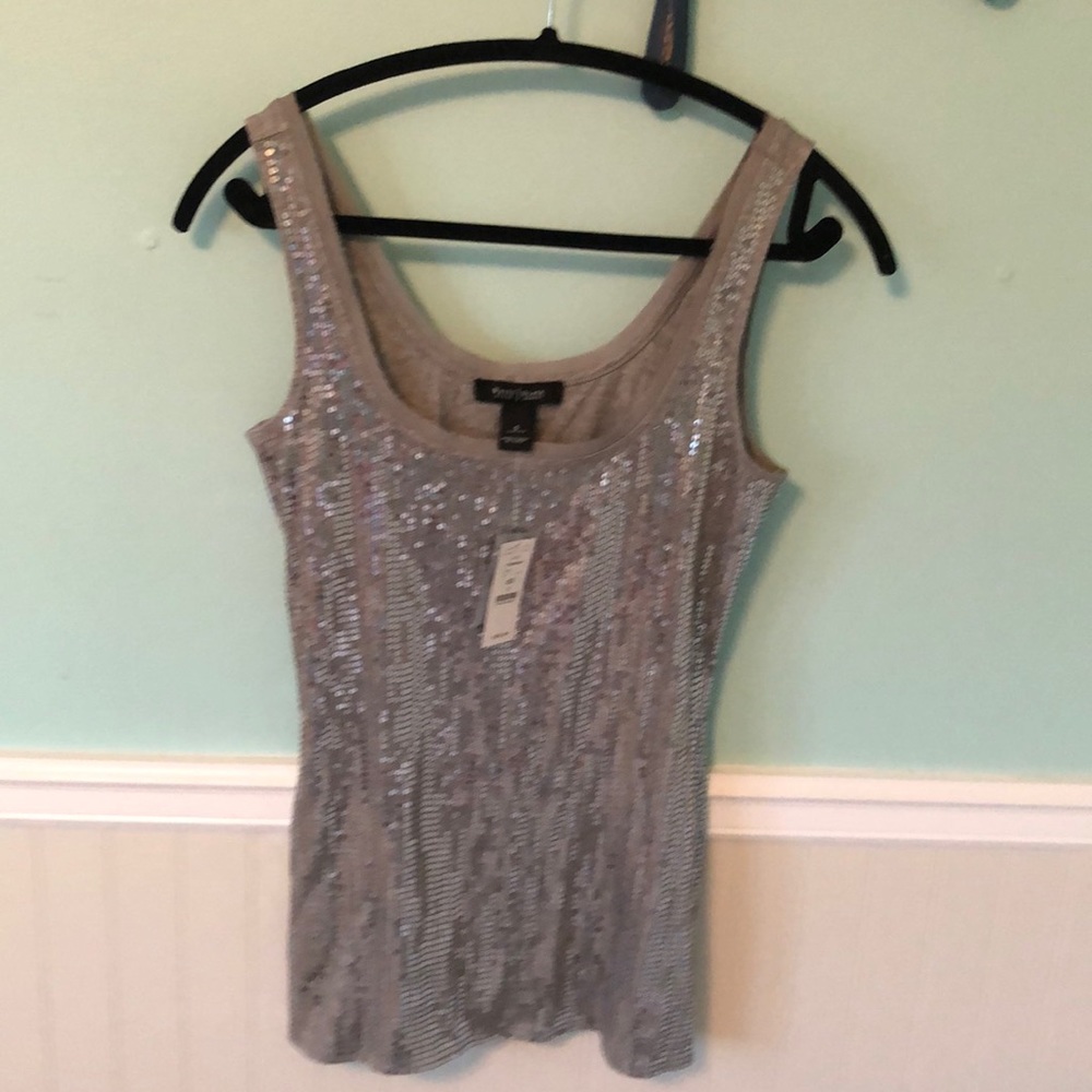 Gray with silver sequin tank